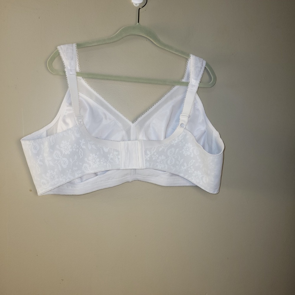 Playtex White Wireless Bra 42C Full Coverage Soft Cup Floral Jacquard Support - Picture 3 of 5